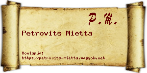Petrovits Mietta névjegykártya